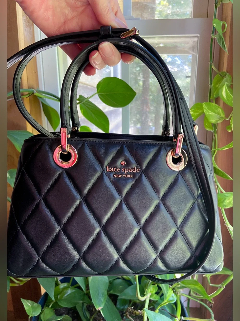 Kate Spade New York Carey Quilted Sullivan Satchel in Black Evening Bag NWOT
